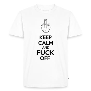 Keep Calm And Fuck Off - Men's Premium Organic T-Shirt - white - Front - Nico (187cm)