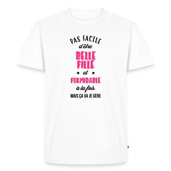 Belle Fille - Mariage - Mariée - Famille - Noël - Men's Premium Organic T-Shirt - white - Front - Nico (187cm)