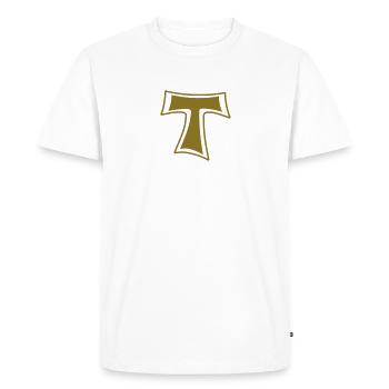 symbole de Tau monochrome - T-shirt Premium bio Homme - blanc - Devant - Nico (187cm)