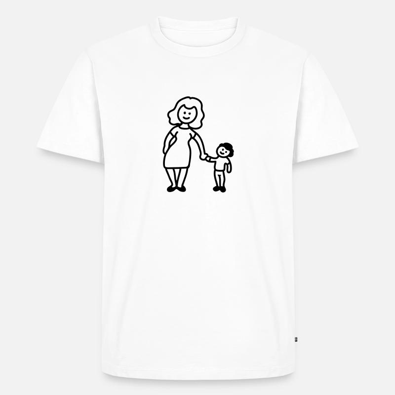 Mutter / Oma + Kind - Line - Männer Premium Bio T-Shirt - Weiß