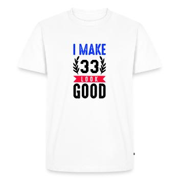 Belle apparence 33 - T-shirt Premium bio Homme - blanc - Devant - Nico (187cm)
