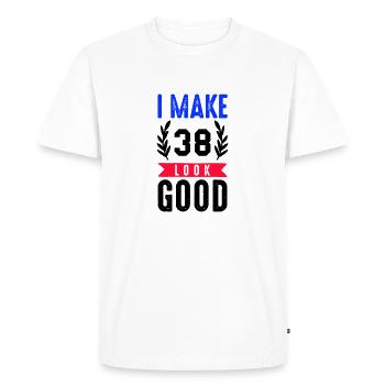 look good 38 - Men's Premium Organic T-Shirt - white - Front - Nico (187cm)