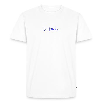 ECG HEARTBEAT SWIMMER Blue - Men's Premium Organic T-Shirt - white - Front - Nico (187cm)