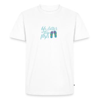 Life is better in flip flops - Men's Premium Organic T-Shirt - white - Front - Nico (187cm)