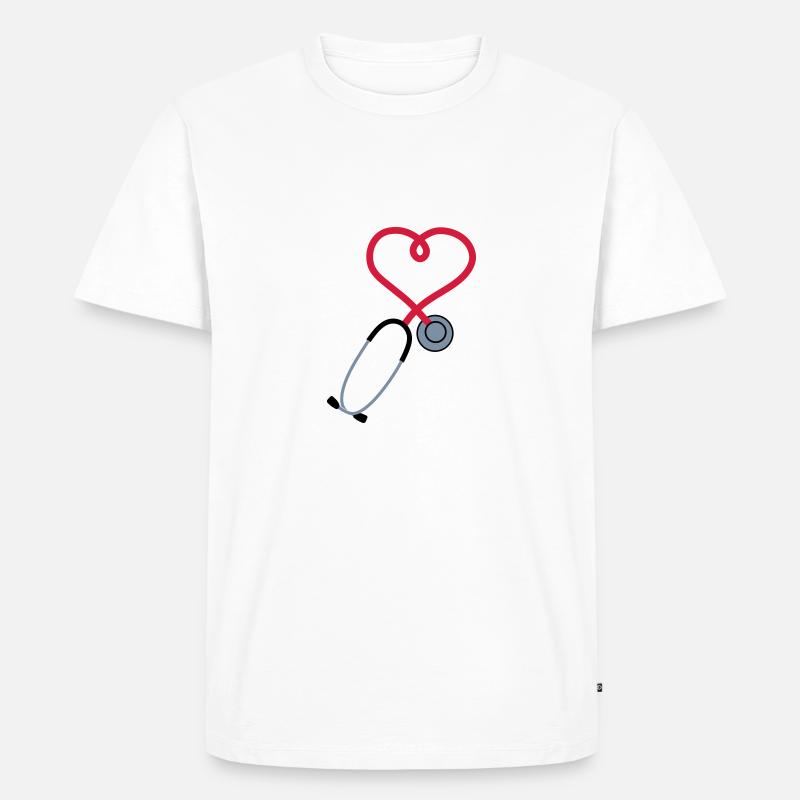 Stethoskop_sp7 - Männer Premium Bio T-Shirt - Weiß