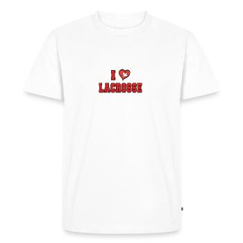 Lacrosse Je aime Lacrosse - T-shirt Premium bio Homme - blanc - Devant - Nico (187cm)