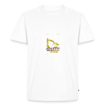 Construction Worker T-Shirt · Construction Site · Excavator · Crane - Men's Premium Organic T-Shirt - white - Front - Nico (187cm)