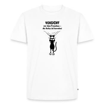 Vorsicht vor dem Frauchen - Männer Premium Bio T-Shirt - Weiß - Vorne - Nico (187cm)