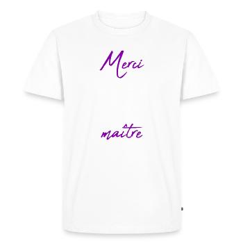 MASTER. MASTER. THANK YOU. THANK YOU, MASTER. MASTER - Men's Premium Organic T-Shirt - white - Front - Nico (187cm)