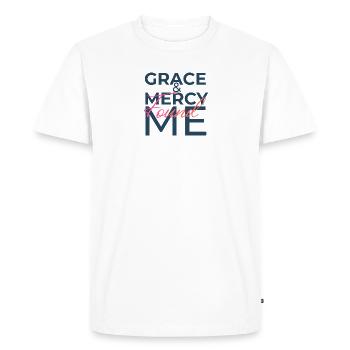 Grace & Mercy Found Me - Men's Premium Organic T-Shirt - white - Front - Nico (187cm)
