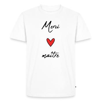 MASTER. MASTER. THANK YOU. THANK YOU, MASTER. MASTER. HEART - Men's Premium Organic T-Shirt - white - Front - Nico (187cm)