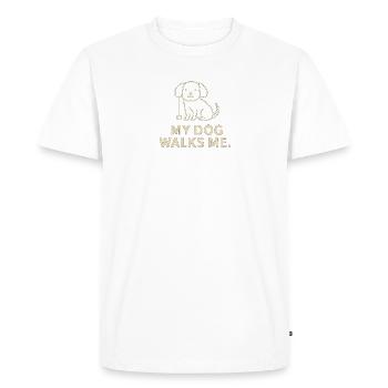 Mon chien me promène. - T-shirt Premium bio Homme - blanc - Devant - Nico (187cm)