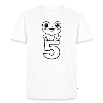 Grenouille joyeuse avec le chiffre 5 (dessin animé) - T-shirt Premium bio Homme - blanc - Devant - Nico (187cm)