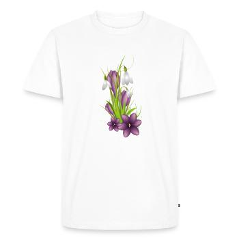 Snowdrops and delicate crocuses in illustration - Men's Premium Organic T-Shirt - white - Front - Nico (187cm)