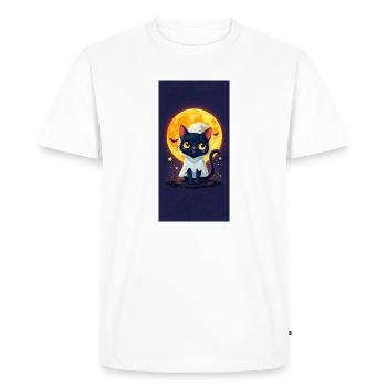 Moonlight Cat in Ghost Cloak - Men's Premium Organic T-Shirt - white - Front - Nico (187cm)