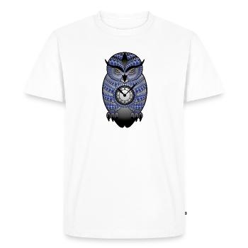 T-shirt Maléfique Hibou avec Horloge Femmes Hommes Enfants - T-shirt Premium bio Homme - blanc - Devant - Nico (187cm)