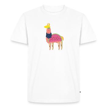 Good Mood Fruity Llama - Men's Premium Organic T-Shirt - white - Front - Nico (187cm)