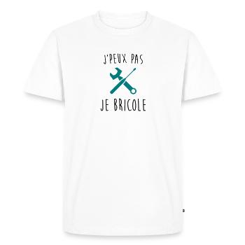 j'peux pas je bricole - T-shirt Premium bio Homme - blanc - Devant - Nico (187cm)