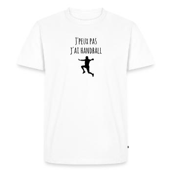 Je peux pas j'ai handball - T-shirt Premium bio Homme - blanc - Devant - Nico (187cm)