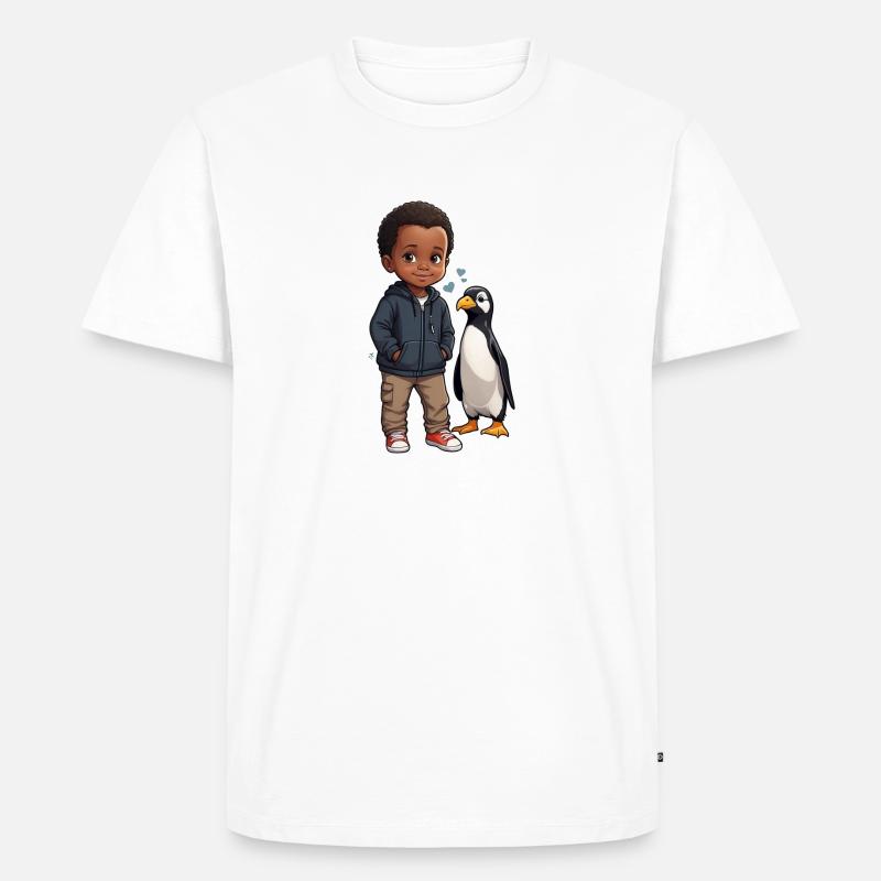 Pinguin Freunde Kind Geschenkidee - Männer Premium Bio T-Shirt - Weiß