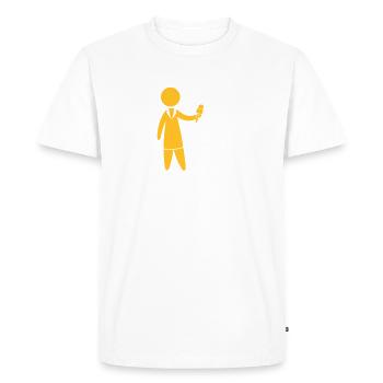 Le journaliste parle dans le micro - T-shirt Premium bio Homme - blanc - Devant - Nico (187cm)