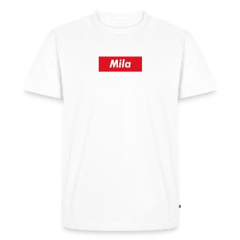 Mila Red Band - Men's Premium Organic T-Shirt - white - Front - Nico (187cm)