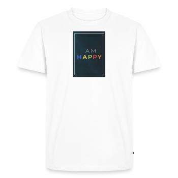 Je suis heureux coloré - T-shirt Premium bio Homme - blanc - Devant - Nico (187cm)