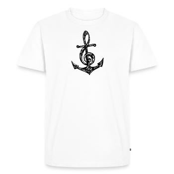Anker, Musik Note, Musiknote, Notenschlüssel, Bass - Männer Premium Bio T-Shirt - Weiß - Vorne - Nico (187cm)