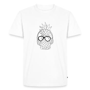 Cool pineapple with sunglasses and headphones - Men's Premium Organic T-Shirt - white - Front - Nico (187cm)