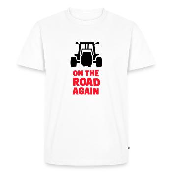 Sur la route à nouveau – Motif avec tracteur - T-shirt Premium bio Homme - blanc - Devant - Nico (187cm)