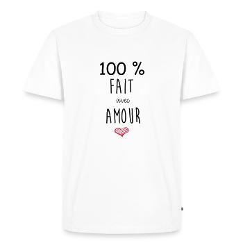 100% FAIT AVEC AMOUR - T-shirt Premium bio Homme - blanc - Devant - Nico (187cm)