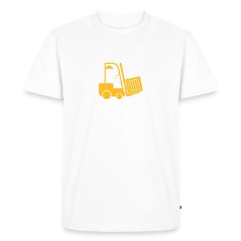 A Forklift Transporting A Box - Men's Premium Organic T-Shirt - white - Front - Nico (187cm)