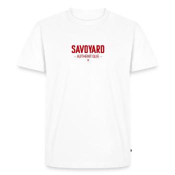 Savoyard authentique - Drapeau - T-shirt Premium bio Homme - blanc - Devant - Nico (187cm)
