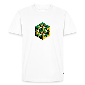 Figure impossible imagination géométrie cube Escher - T-shirt Premium bio Homme - blanc - Devant - Nico (187cm)