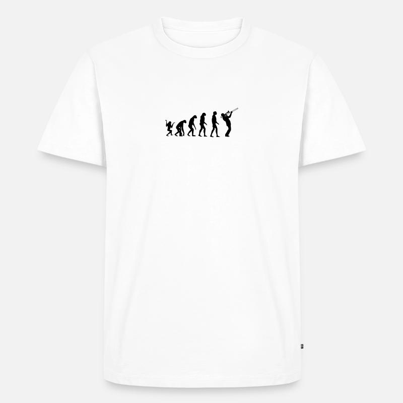 Evolution Posaune - Männer Premium Bio T-Shirt - Weiß