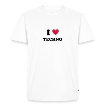 I LOVE TECHNO - Men's Premium Organic T-Shirt - white - Front - Nico (187cm)