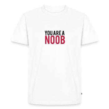 You are a Noob Logo - Men's Premium Organic T-Shirt - white - Front - Nico (187cm)