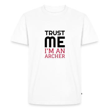 Tir à l'arc Archer Sport Sportif Athlète Flêche - T-shirt Premium bio Homme - blanc - Devant - Nico (187cm)