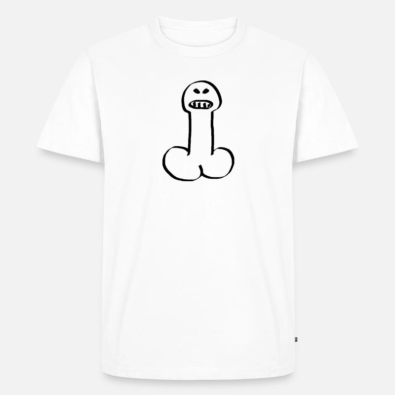 Penis angry Peniskopf Geschenkidee - Männer Premium Bio T-Shirt - Weiß