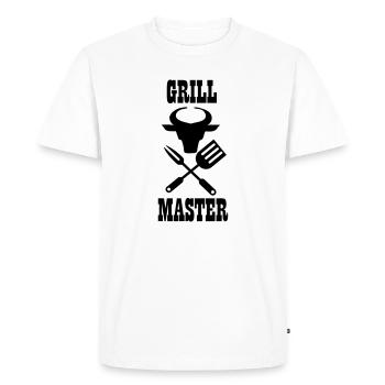 Taureau de couverts barbecue et texte 'Grill master' - T-shirt Premium bio Homme - blanc - Devant - Nico (187cm)
