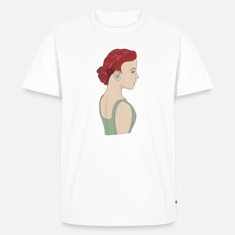 Mädchen mit einem Hörgerät - Männer Premium Bio T-Shirt - Weiß