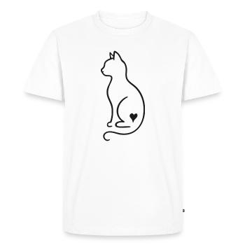 Dessin minimaliste au trait de chat – Design noir - T-shirt Premium bio Homme - blanc - Devant - Nico (187cm)