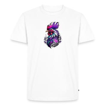 Coq coloré dans le style de tatouage - T-shirt Premium bio Homme - blanc - Devant - Nico (187cm)
