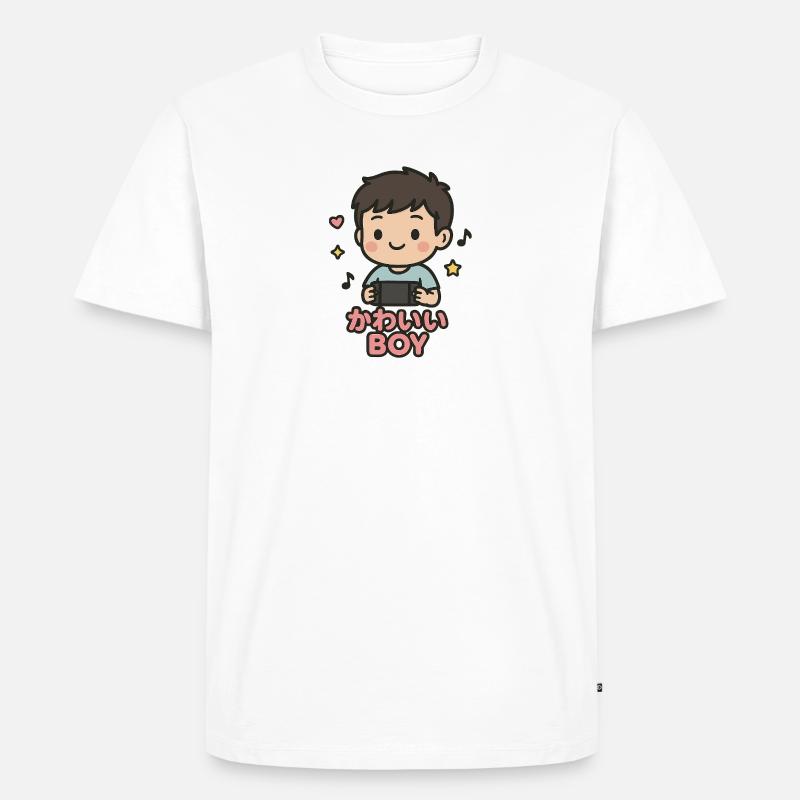 Süßer Junge mit Gamecontroller - Männer Premium Bio T-Shirt - Weiß