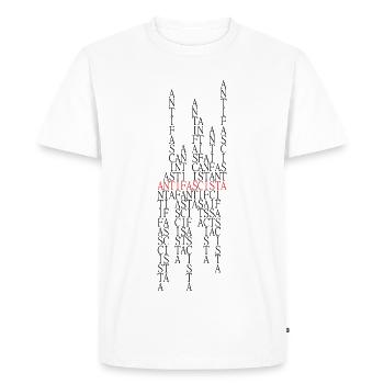 Collage de typos antifascistes rouge/noir - T-shirt Premium bio Homme - blanc - Devant - Nico (187cm)