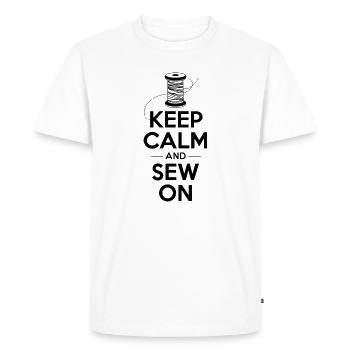 Keep Calm And Sew On Bobbin Sewing Friends - Men's Premium Organic T-Shirt - white - Front - Nico (187cm)
