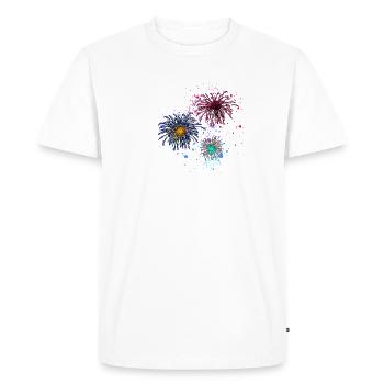 Feux d’artifice,Fusées,Étoiles,Réveillon du Nouvel An,Coloré - T-shirt Premium bio Homme - blanc - Devant - Nico (187cm)