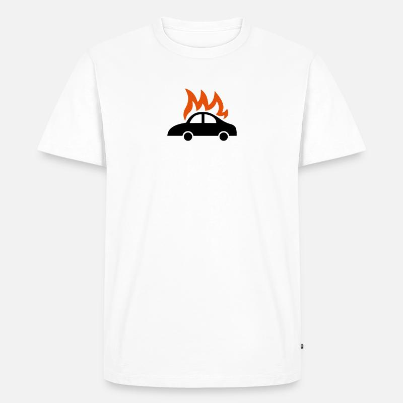 brennendes Auto - burning car - Männer Premium Bio T-Shirt - Weiß