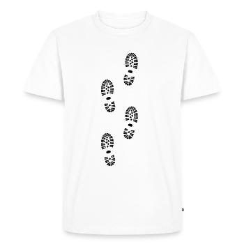 Shoes, Shoe Print, Hiking - Men's Premium Organic T-Shirt - white - Front - Nico (187cm)