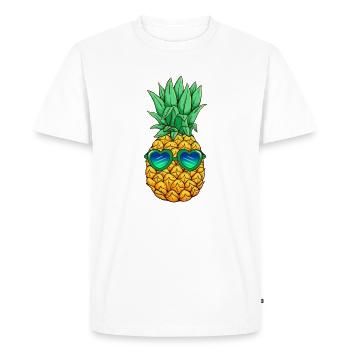 Pineapple with sunglasses - Men's Premium Organic T-Shirt - white - Front - Nico (187cm)